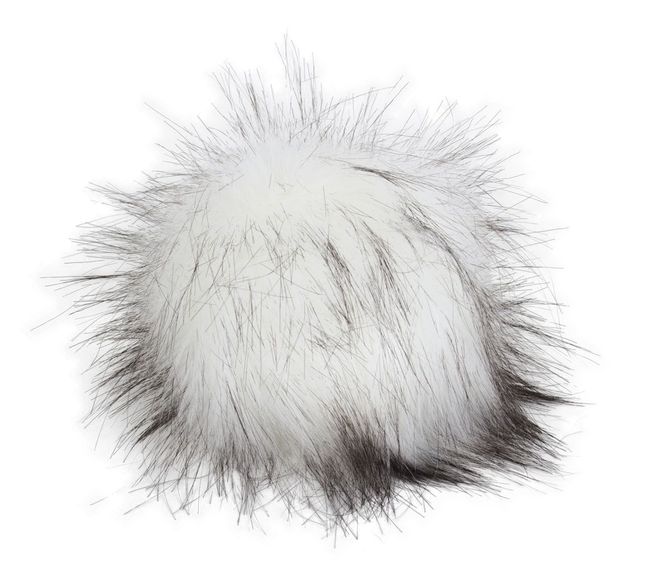 Fell Pompon mit Druckknopf  white black