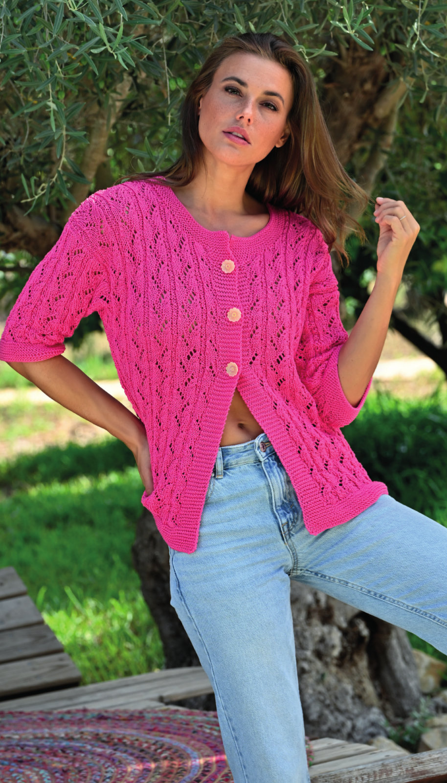 Ajourjacke mit 3/4 Ärmel | Anleitungsheft | Wolle Alpha Linie 11  | Stricken | ONline