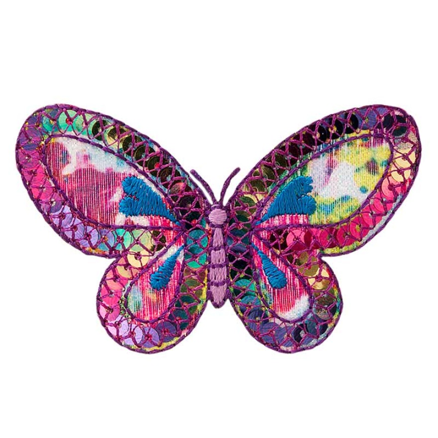 Applikation Schmetterling, Pailletten ca. 4,5 x 7,0 cm pink