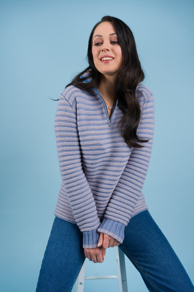 Streifenpulli mit Kragen | Anleitungsheft | Wolle Merino Pur 125  | Stricken | Pro Lana