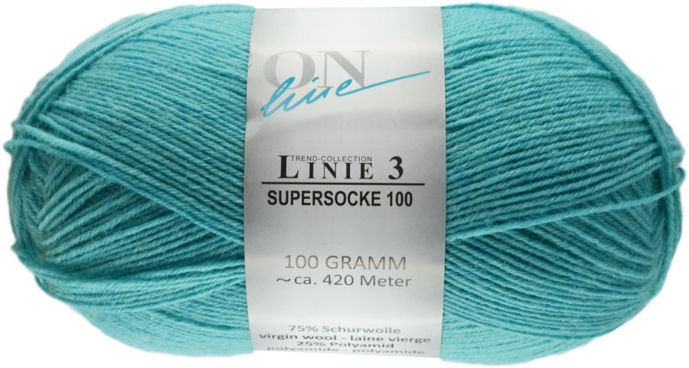 Supersocke 100 4-fach Uni, ONline Linie 3 0068 - mintblau