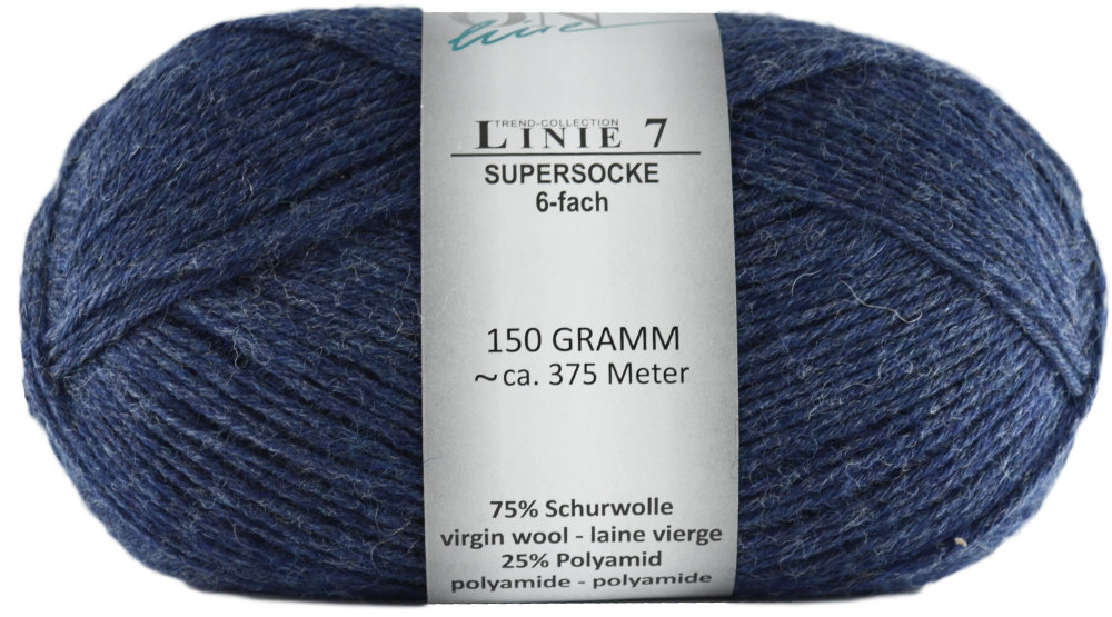 Supersocke 6-fach Linie 7 Uni von ONline 0011 - jeansblau