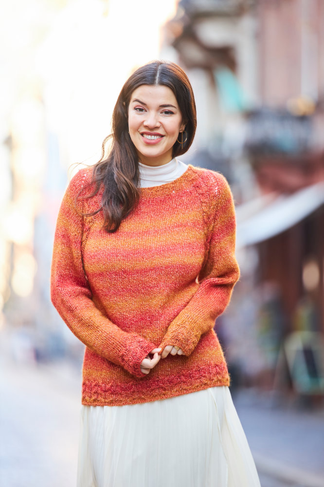 Pullover mit Zopfstreifen - Raglan von oben | Anleitungsheft | Wolle Melbourne  | Stricken | Pro Lana, Christophorus Verlag
