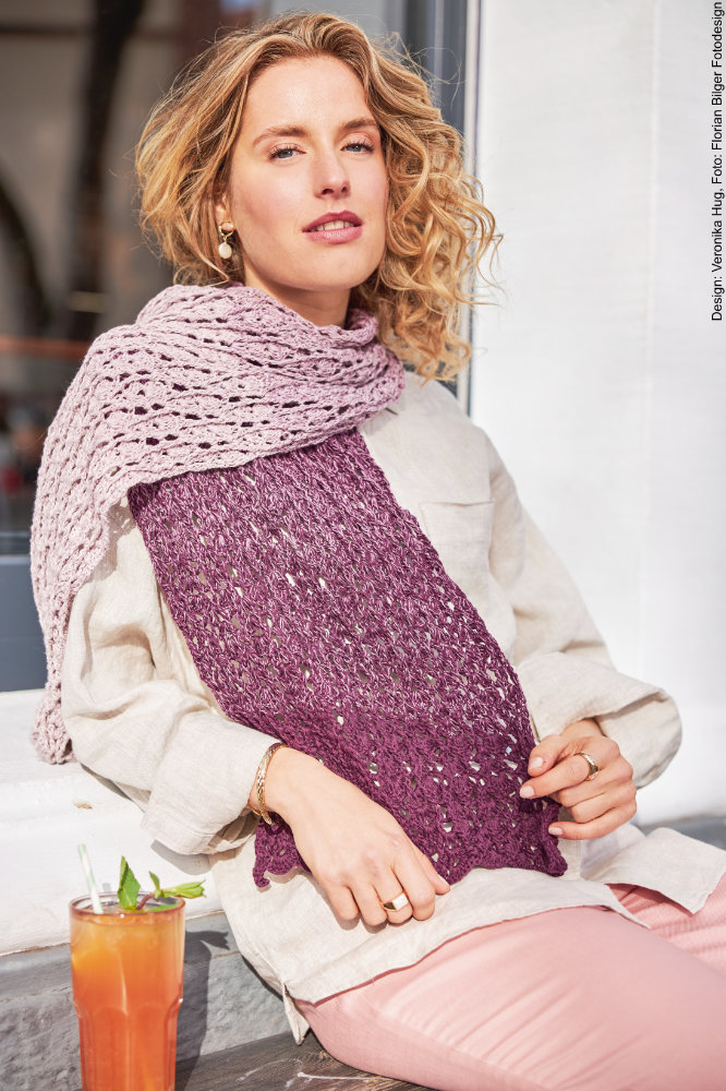 Stola Reliefwaben | Anleitungsheft | Wolle BOBBEL cotton 800m  | Häkeln | Veronika Hug, Woolly Hugs, Christophorus Verlag