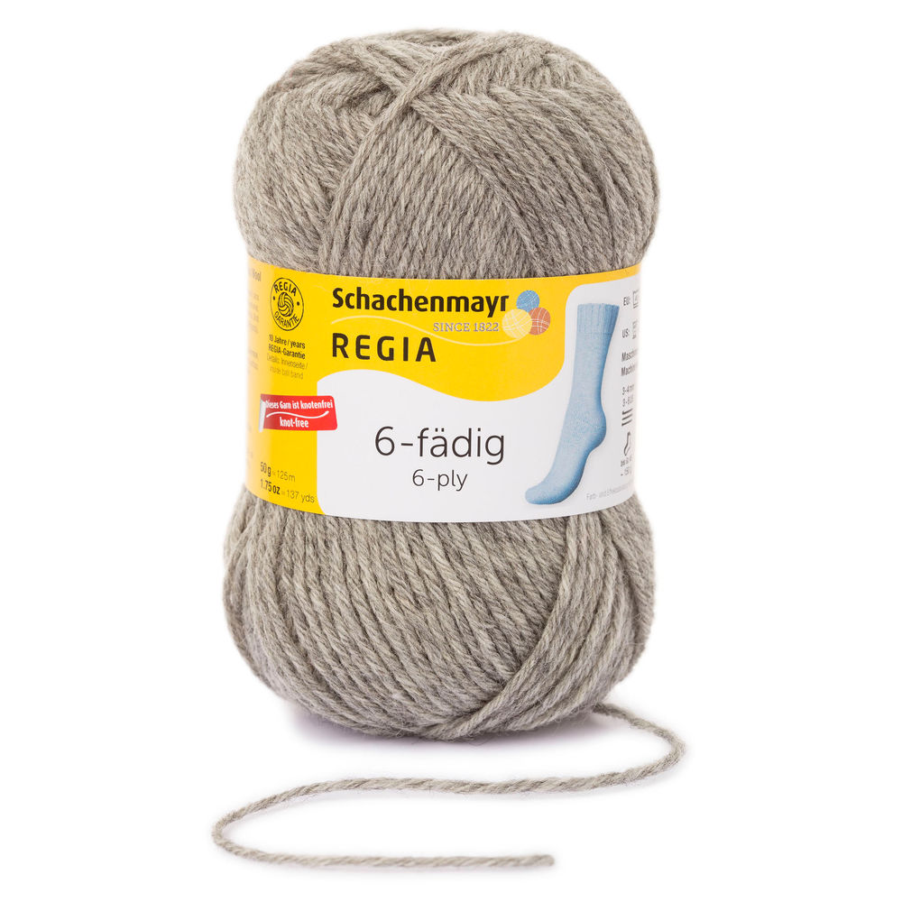 Sockenwolle Uni 6-fach 50 g von Regia 00033 flanell meliert Sockenwolle Uni 6-fach 50 g von Regia 00033 flanell meliert