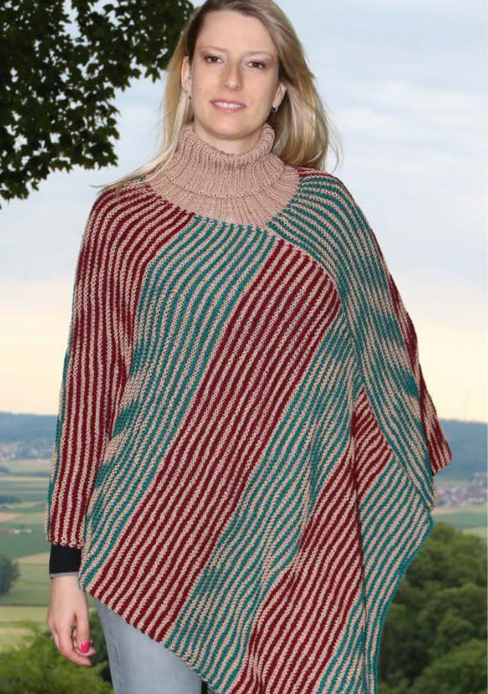 Shadow-Poncho mit Zacken | Wollpaket mit My Fair Linie 449 | Stricken