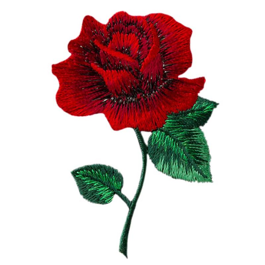 Applikation Rose ca. 4,0 x 6,0 cm rot