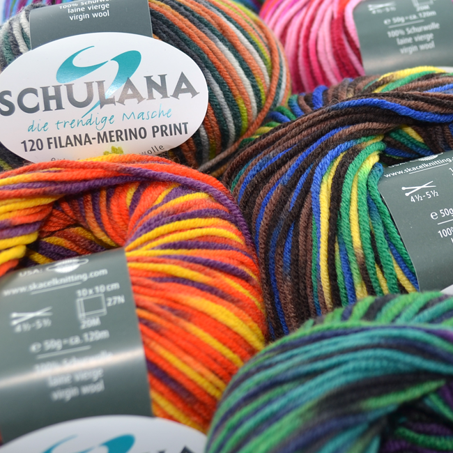 Filana-Merino 120 Print von Schulana 0131 - limone/olive/schlamm