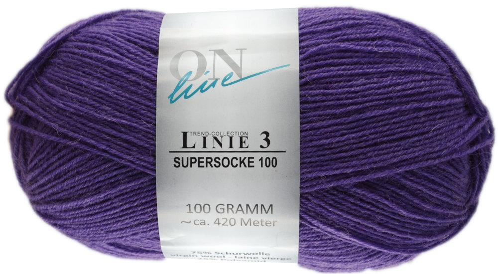 Supersocke 100 4-fach Uni, ONline Linie 3 0051 - lila