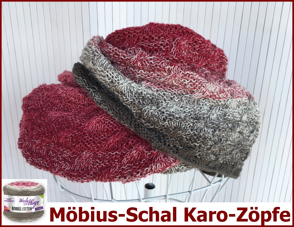 Möbiusschal Karozöpfe | Wollpaket mit BOBBEL cotton 800m | Stricken