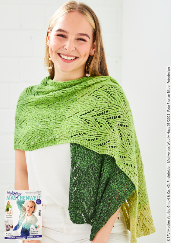 Stola Wellenbögen | Anleitungsheft | Wolle Bobbel Cotton XXL  | Stricken | Woolly Hugs
