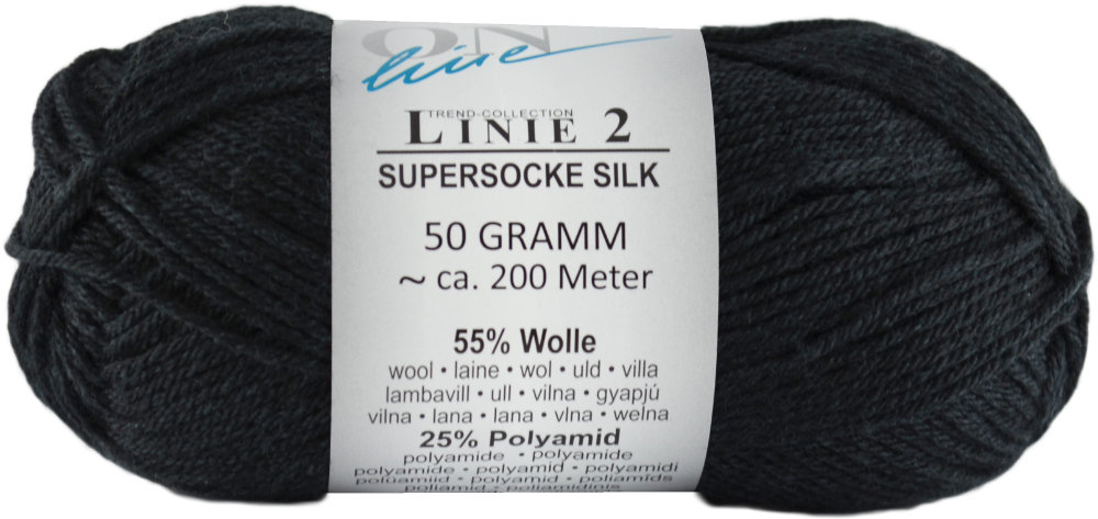 Supersocke Silk Linie 2 Uni 4-fach von ONline 0010 - schwarz