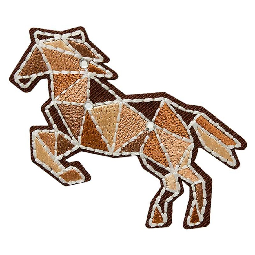Applikation Pferd - Grafic mit Strass Brauntöne