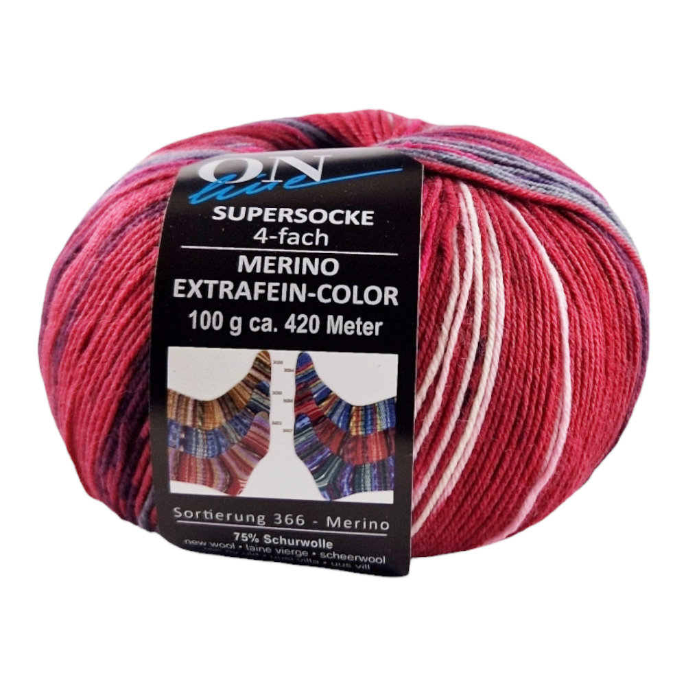 Supersocke Merino Extrafein Sort. 366 Color 4-fach von ONline 3036 Supersocke Merino Extrafein Sort. 366 Color 4-fach von ONline 3036