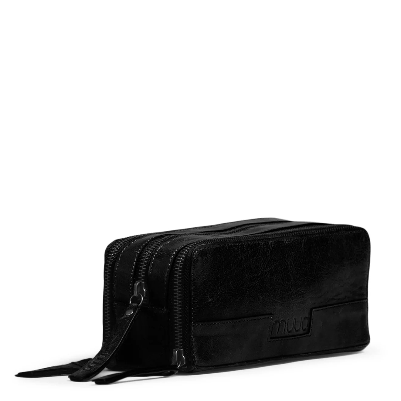 Harmony - kleine Projekttasche für Häkelzubehör, handgefertigt aus Echtleder von muud black