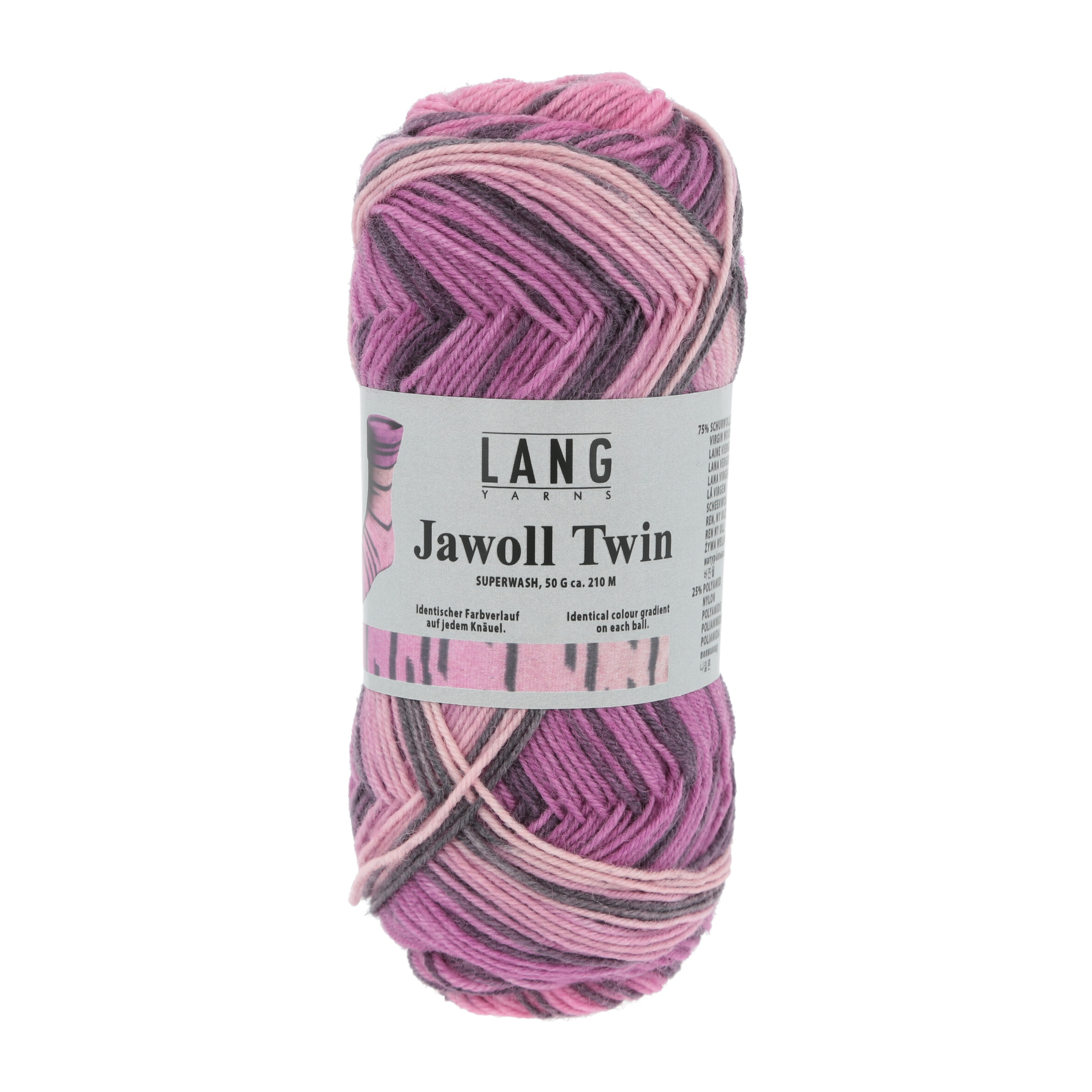 Jawoll Twin Strumpfgarn von Lang Yarns 0515 - pink/rosa/grau