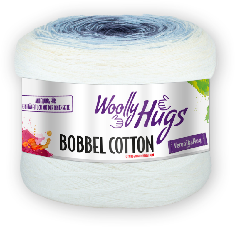 BOBBEL cotton 800m von Woolly Hugs 0057 - natur / hellblau