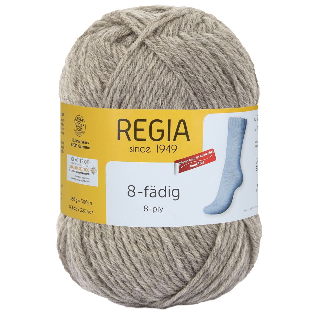 Sockenwolle Uni 8-fach 150 g von Regia 00033 flanell meliert Sockenwolle Uni 8-fach 150 g von Regia 00033 flanell meliert