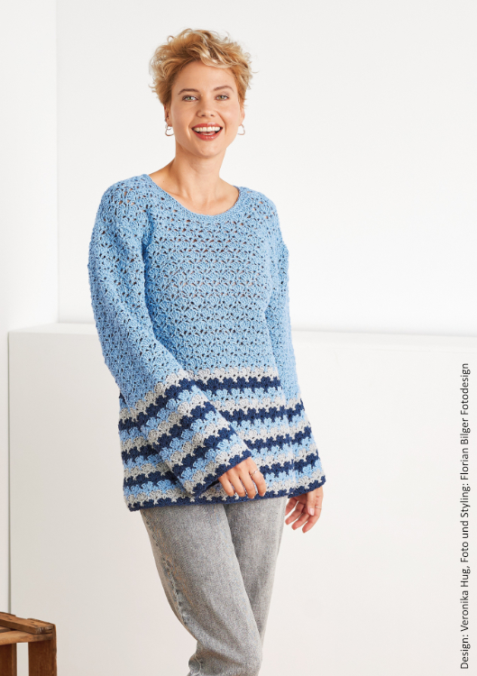 Pullover Maschenhit | Anleitungsheft | Wolle Merino Stretch  | Häkeln | Veronika Hug, Woolly Hugs, Christophorus Verlag