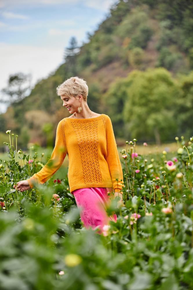 Pulli mit Musterbordüre - Raglan von oben | Wollpaket mit Silky | Stricken