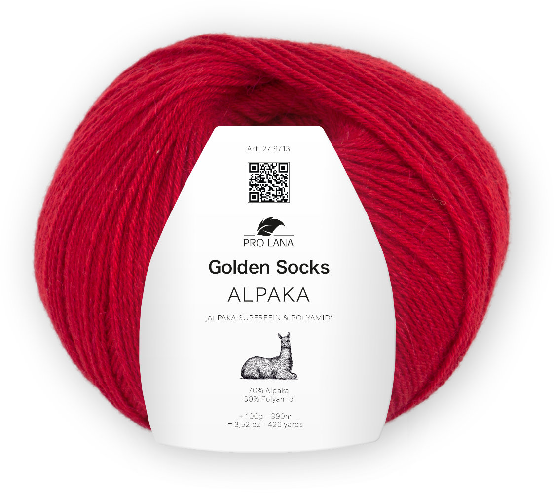 Alpaka Golden Socks - 4-fach Sockenwolle von Pro Lana 0031 - rot