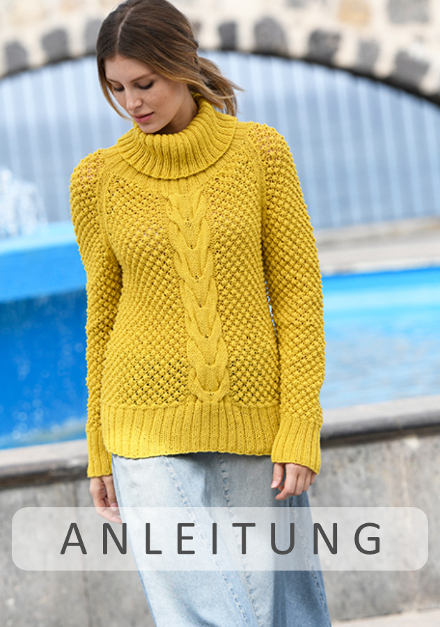 Pullover mit Mittelzopf | Wollpaket mit Timona Linie 110 | Stricken