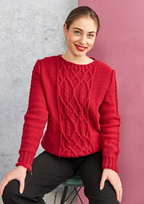 Pulli mit Zopfmuster | Wollpaket mit Italy Wool 150 | Stricken