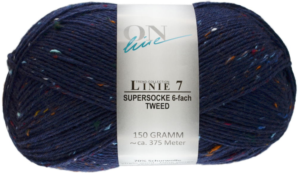 Supersocke 6-fach Linie 7 Tweed von ONline 0905 - marine/blau