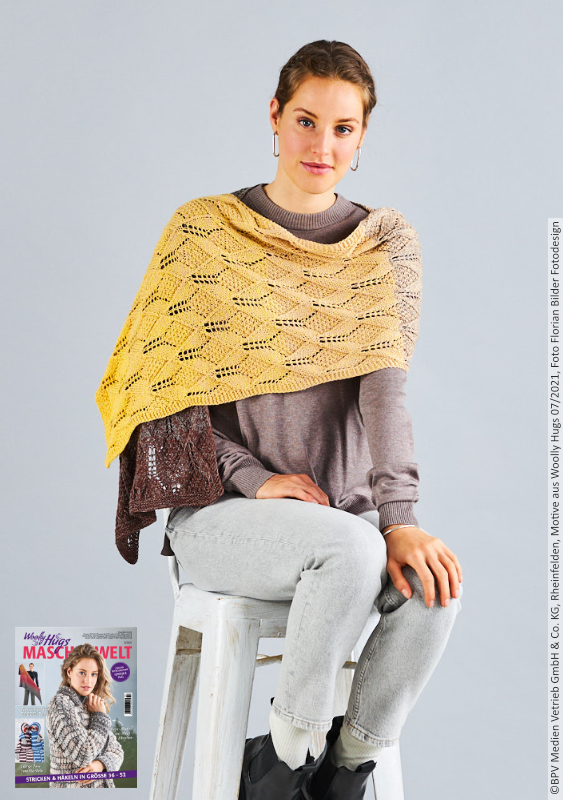 Stola Lampion | Anleitungsheft | Wolle BOBBEL cotton 800m  | Stricken | Woolly Hugs