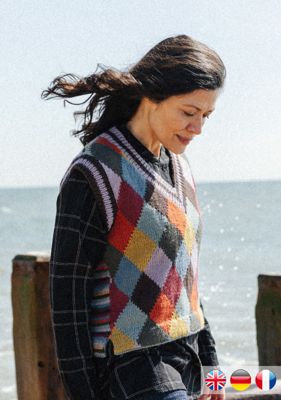 Pullunder Heathland Multicolour | Wollpaket mit Pebble Island col.0023 Tussac ca.125 m50 g| Stricken