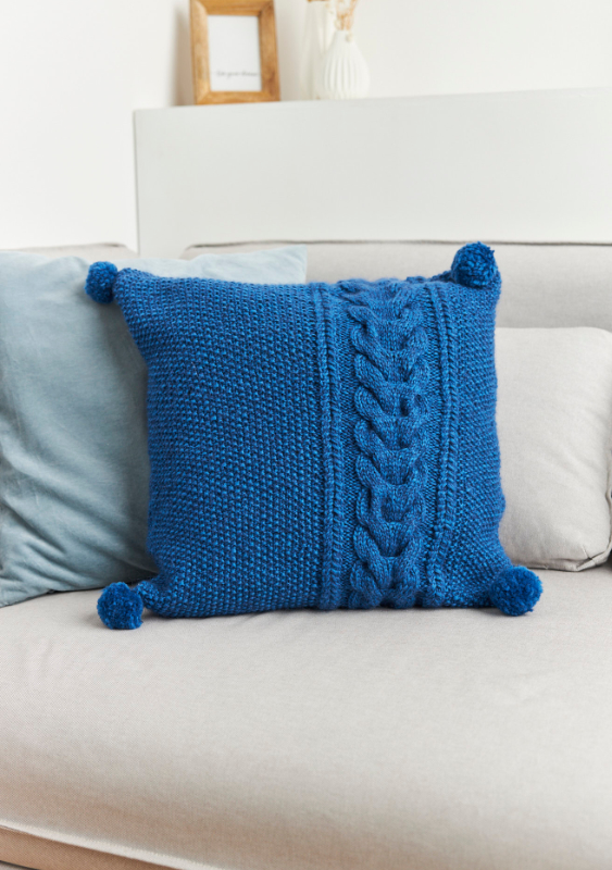 Kissen mit Zopfstreifen | Anleitungsheft | Wolle Merino Super Kid  | Stricken | Pro Lana