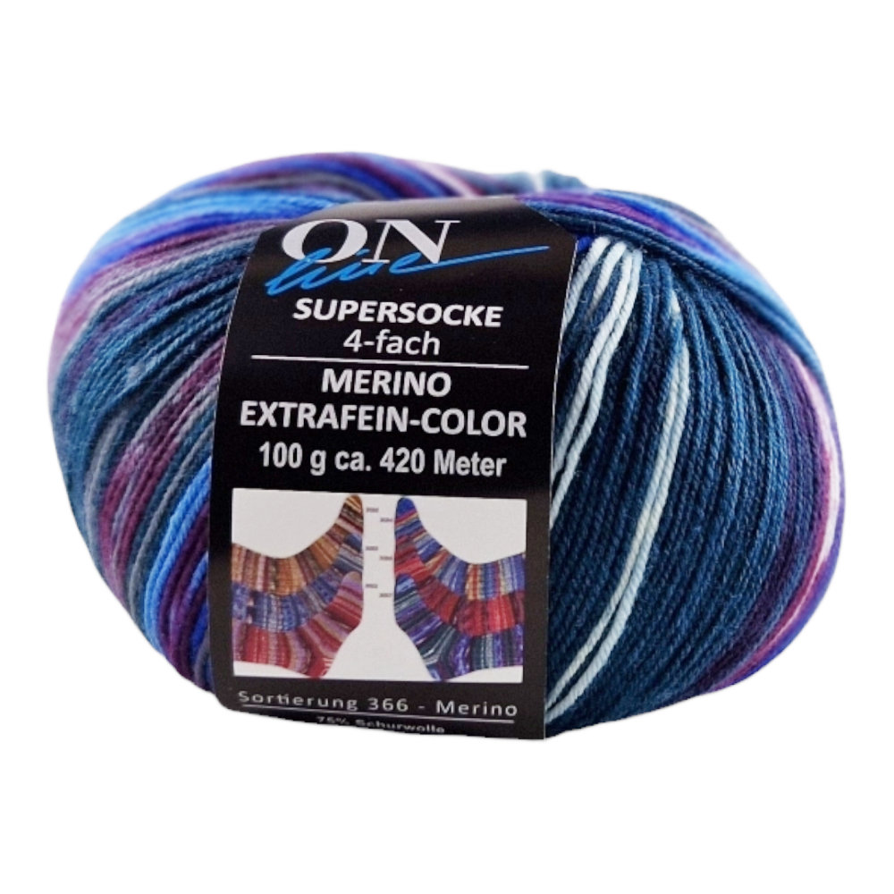 Supersocke Merino Extrafein Sort. 366 Color 4-fach von ONline 3037 Supersocke Merino Extrafein Sort. 366 Color 4-fach von ONline 3037