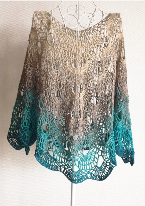 Poncho Virus Like | Einzelanleitung | Wolle BOBBEL cotton 800m  | Häkeln | Veronika Hug