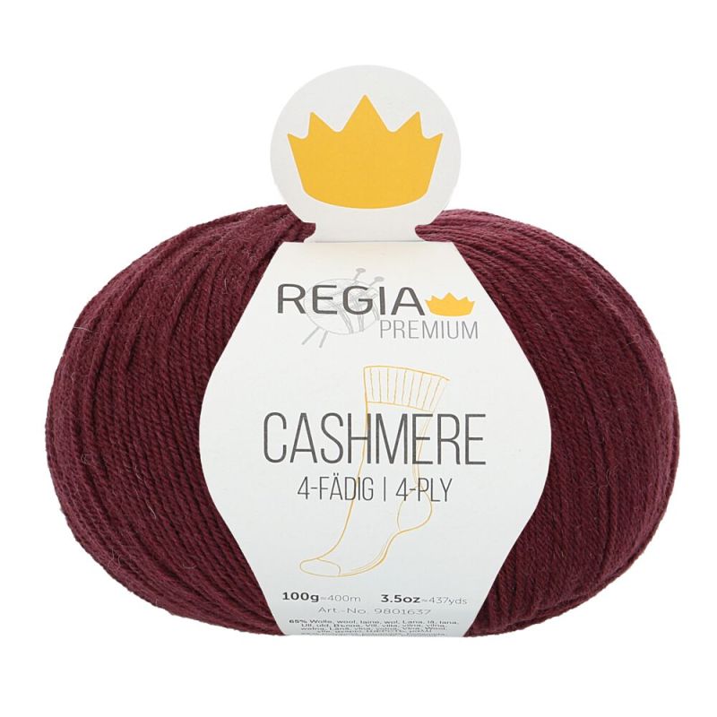 Premium Cashmere Uni 4-fach Sockenwolle 100 g von Regia 0085 wine red
