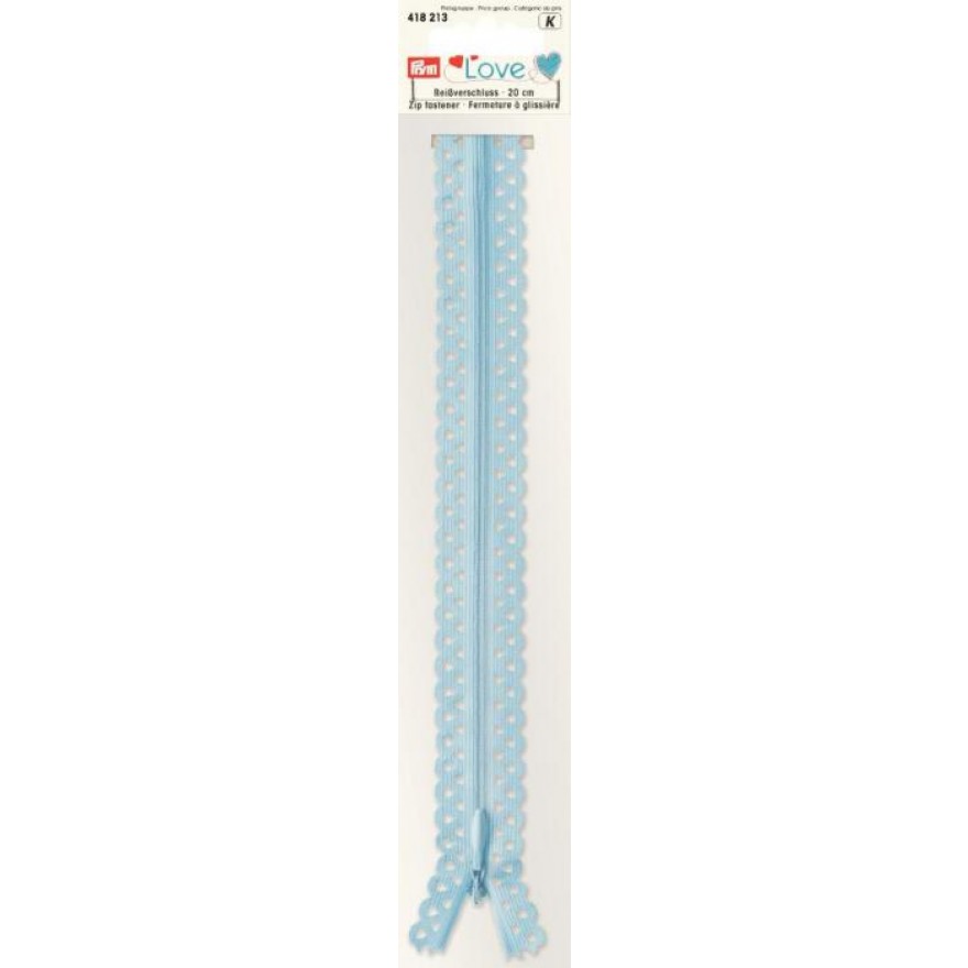 Reißverschluss Love deko 20 cm von prym 0213 - hellblau