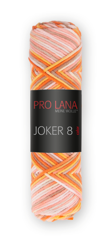 Joker 8 color Topflappengarn von Pro Lana 0540 - lachs / orange / beige