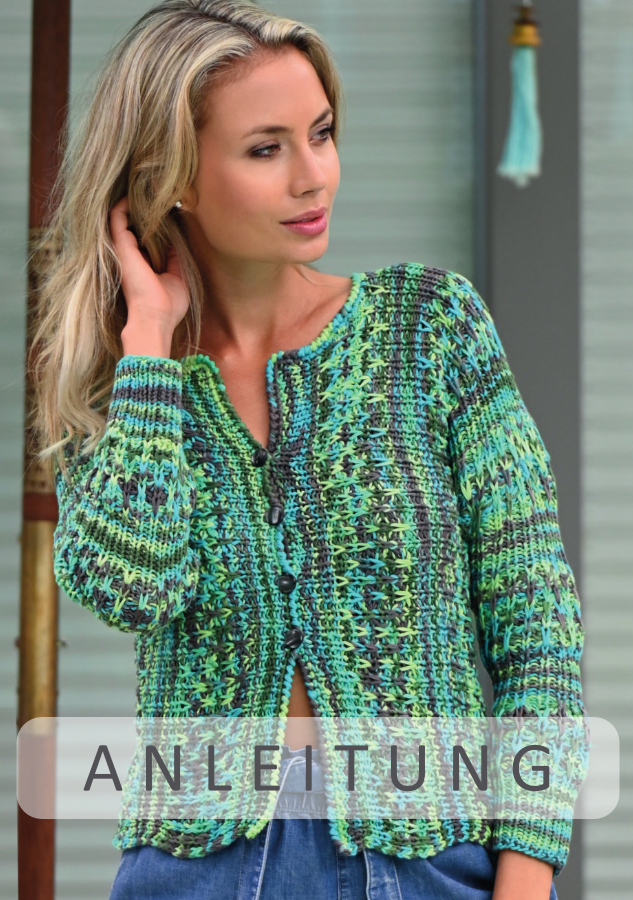 Quergestrickte Jacke | Einzelanleitung | Wolle Arona, ONline Linie 346 0141 - wald | Stricken | ONline