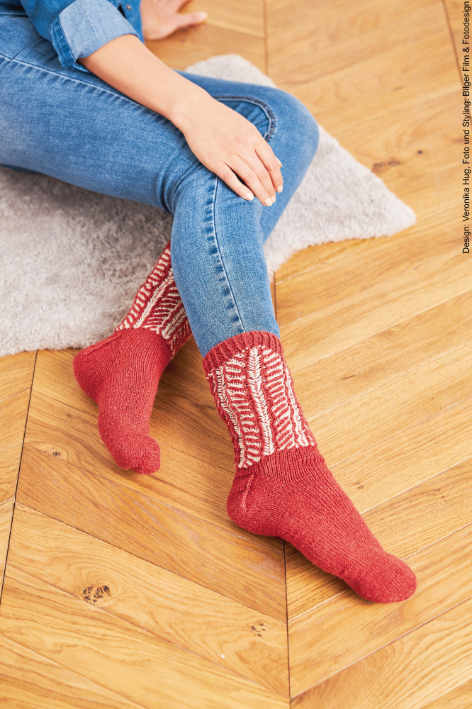 Socken in ziegel/beige | Wollpaket mit Merino Silk Socks Stretch, 4-fach | Stricken