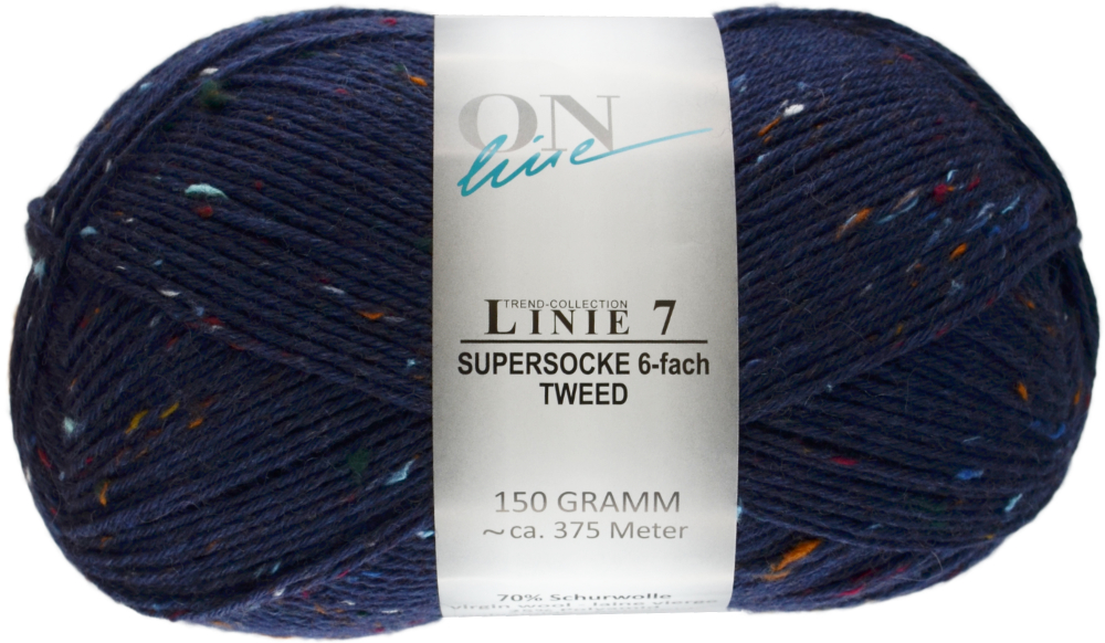 Supersocke 6-fach Tweed Linie 7 von ONline 0905 - marine/blau