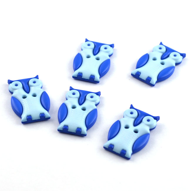 Kinderknopf schlaue Eule 25 mm blau / hellblau von Dill