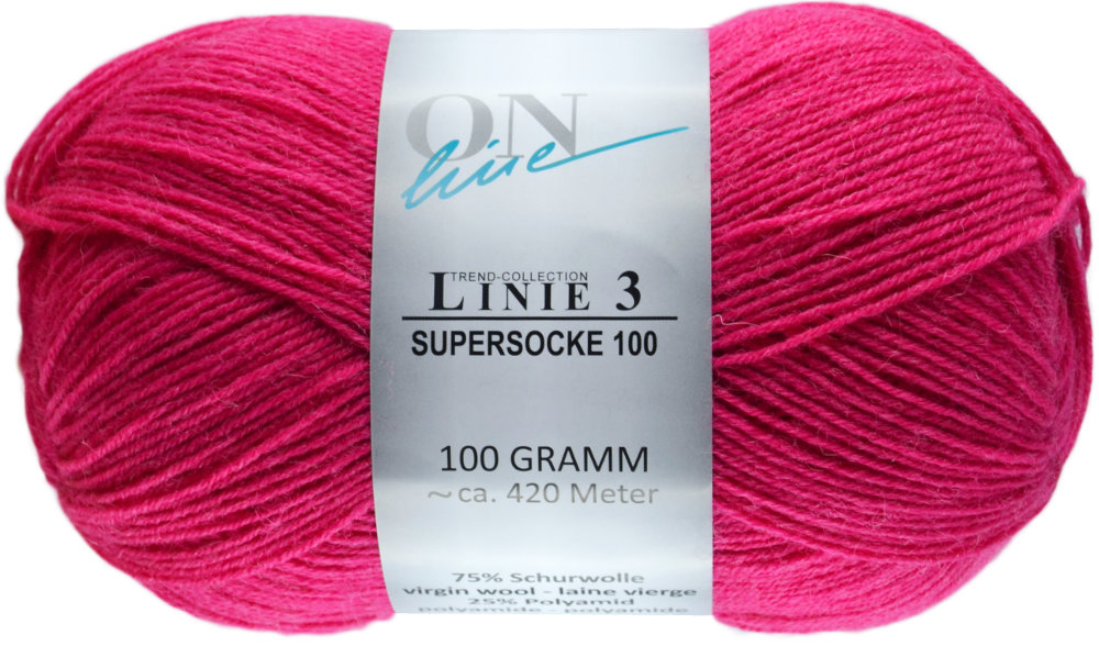 Supersocke 100 4-fach Uni, ONline Linie 3 0058 - pink