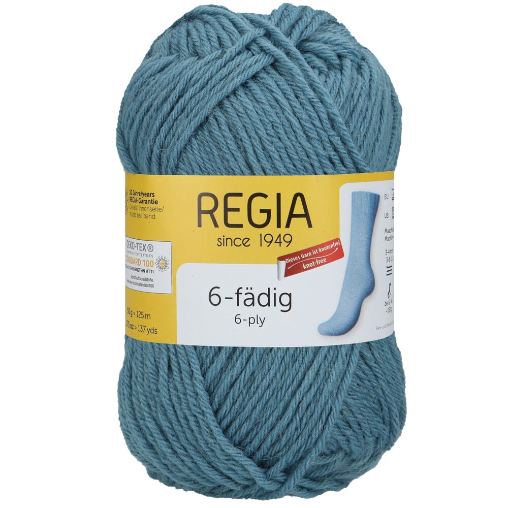 Sockenwolle Uni 6-fach 50 g von Regia 01062 rauchblau