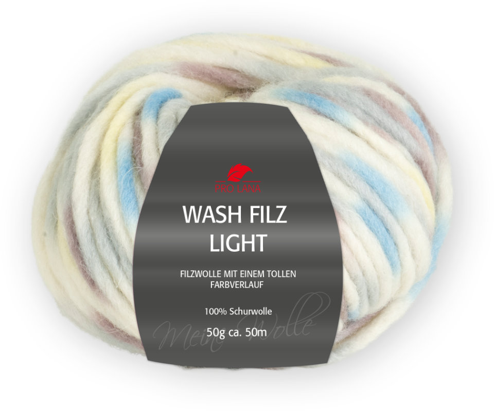 Wash-Filz light von Pro Lana 0711 - blau/gelb/pflaume