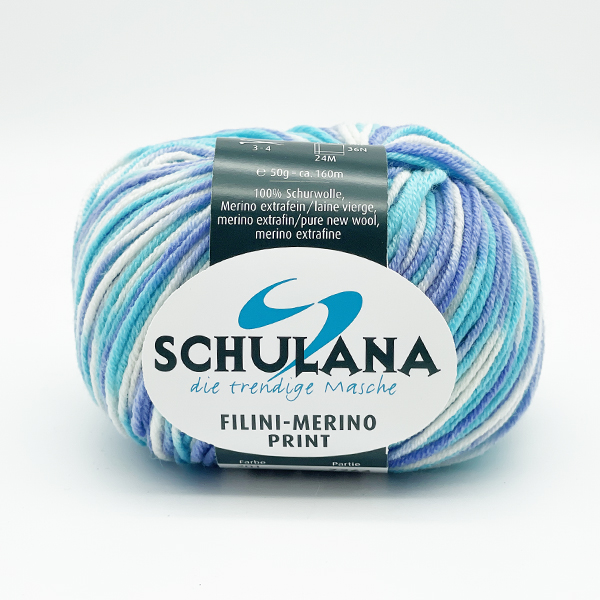 Filini-Merino Print von Schulana 0201 - weiß/lila/türkis