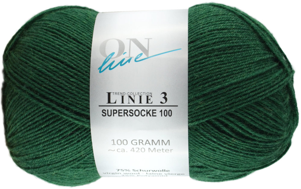 Supersocke 100 4-fach Uni, ONline Linie 3 0053 - grasgrün