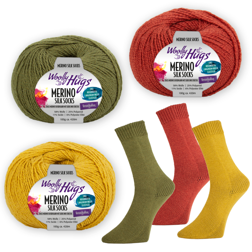 Merino Silk Socks Stretch, 4-fach von Woolly Hugs