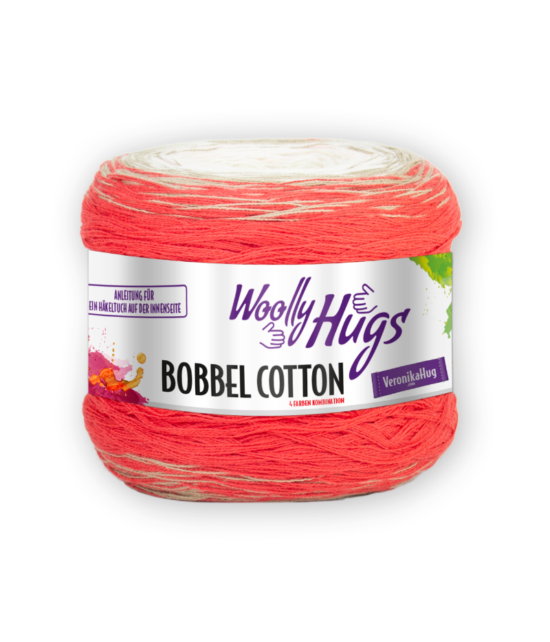 BOBBEL cotton 800m von Woolly Hugs 0050 - natur / beige / rosa / rot