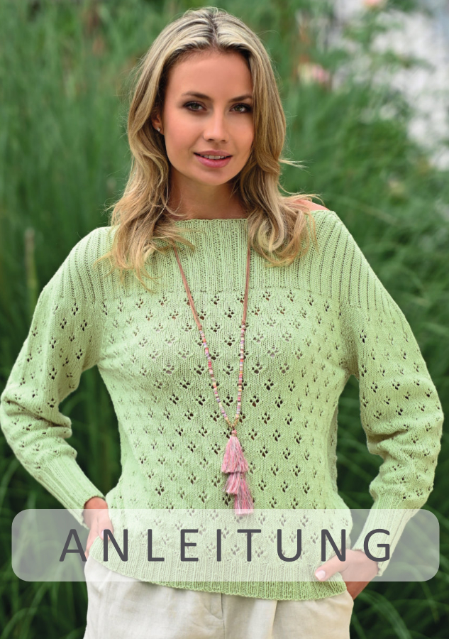 Ajourpullover mit Rippenpasse | Einzelanleitung | Wolle Parnass Linie 462  | Stricken | ONline