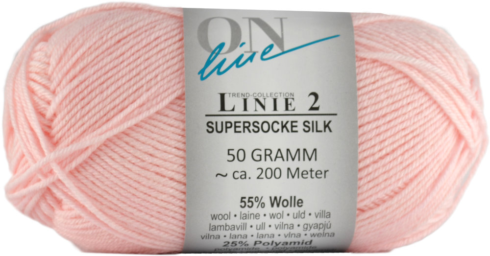 Supersocke Silk Linie 2 Uni 4-fach von ONline 0025 - zartrosa Supersocke Silk Linie 2 Uni 4-fach von ONline 0025 - zartrosa