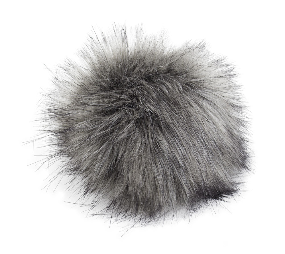 Fell Pompon XXXL mit Druckknopf GREY/MIX/BLACK 